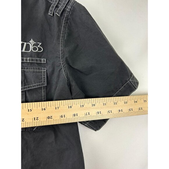 7 Diamonds Men's Large Utility Flap Pocket Casual Snap Front Short Sleeve Shirt - Picture 6 of 13